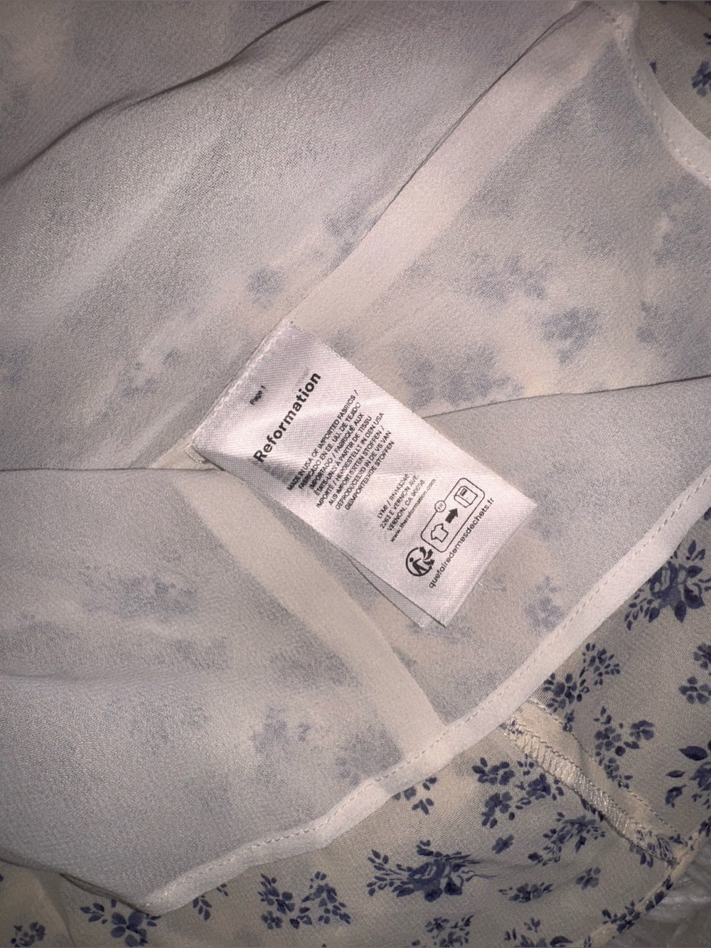 NEW Reformation Ceara Floral V-Neck Midi Dress size 2 Ivory/Blue - Picture 7 of 9